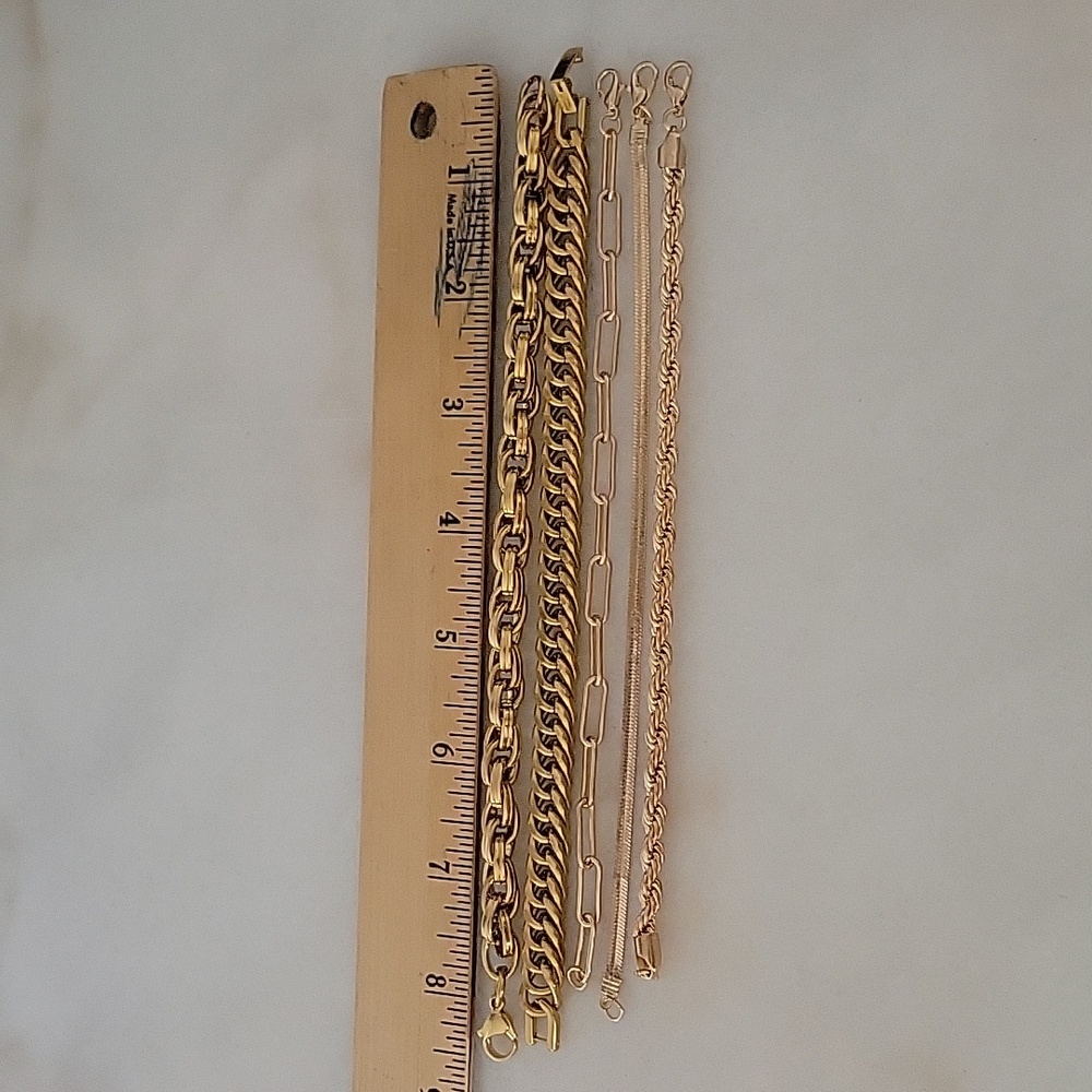 Gold stainless steel bracelets set of 5, please read description